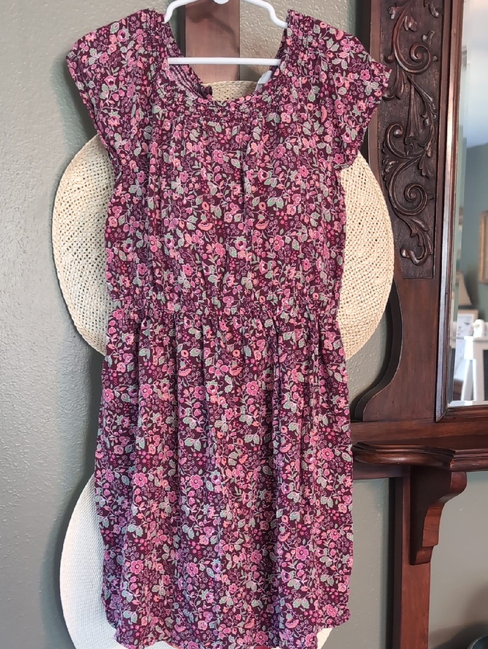 GAP Girls' Pink Floral Smocked Waist Dress